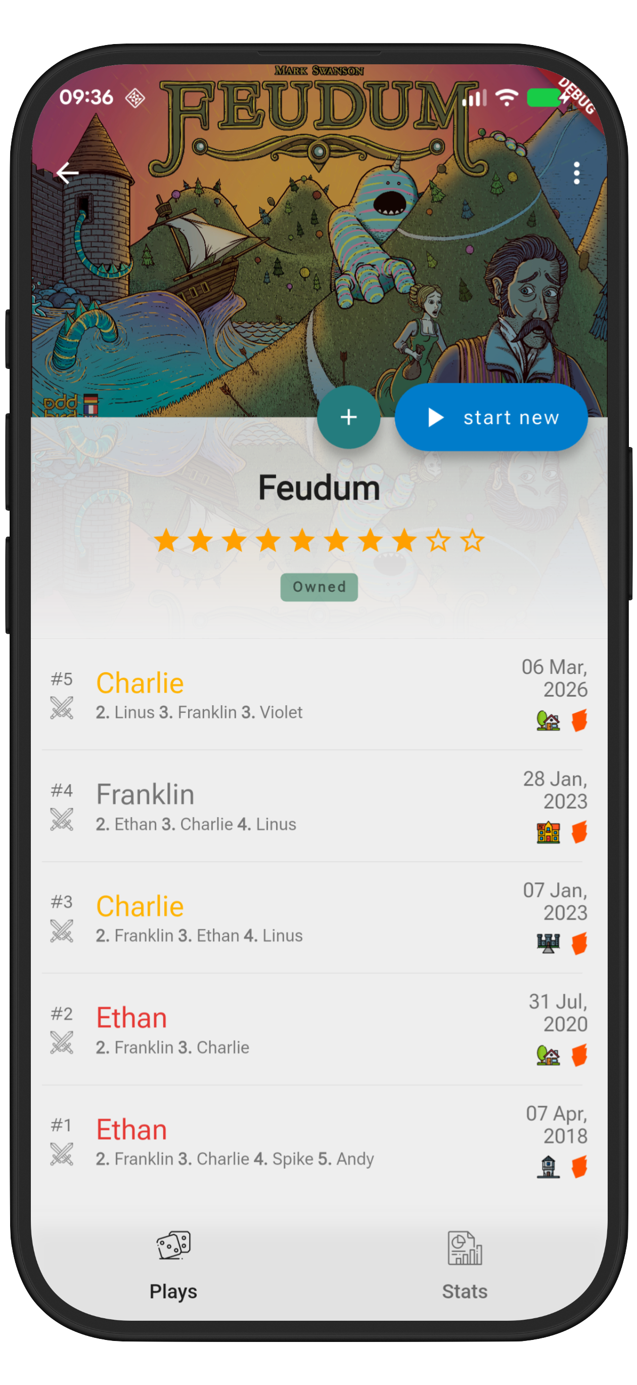 Browse game plays and history